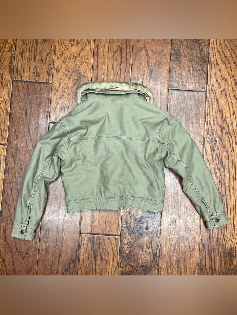 Abercrombie & Fitch Y2K‎ Sherpa lined cropped twill military utility work jacket - Picture 4 of 16